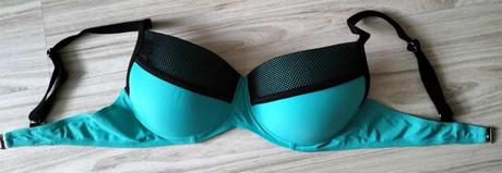Plavková podprsenka tyrkysovo čierna, v.95c/100c, xl