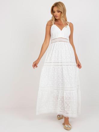 Ecru ažúrové boho šaty na ramienka,