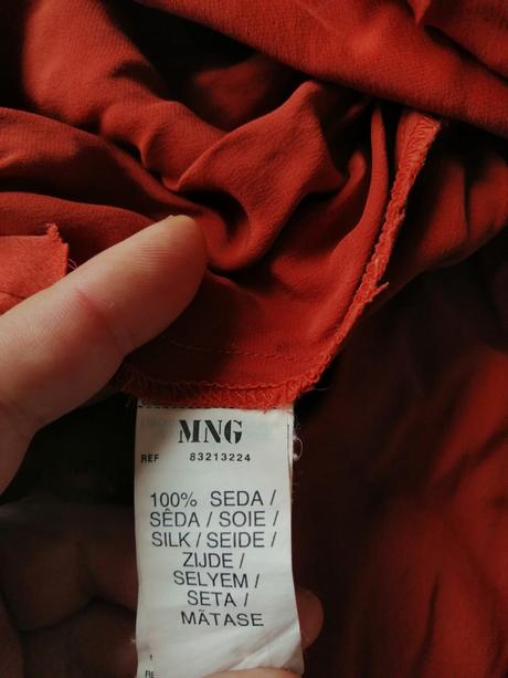 Hodvábne hrdzavé pyžamko mango, vrch, vs-m, mango,s