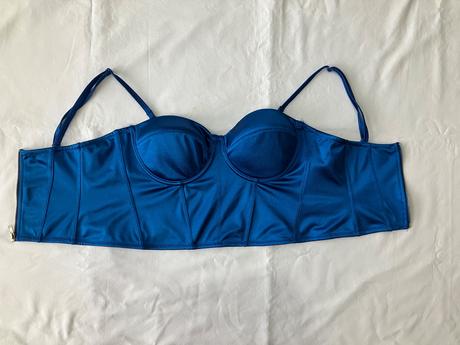 Dámsky modrý korzetový crop top, amisu,m