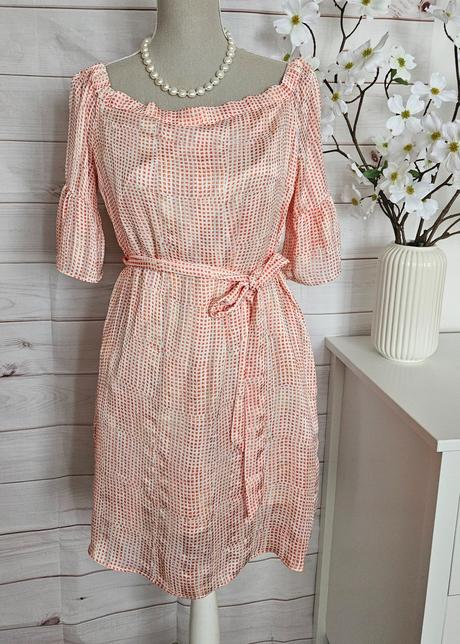 Krásne lahulinké šaty /tunika s kapsami a opaskom, s