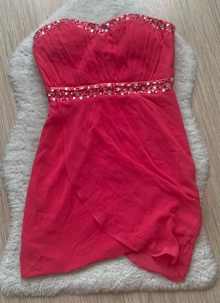 Ruzove elegantne saty s kamienkami, jane,40