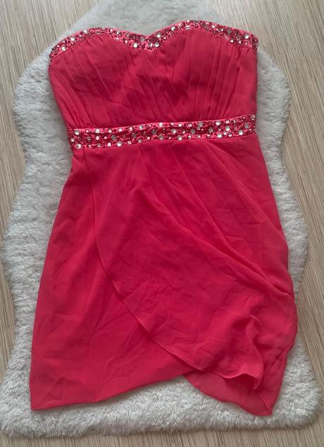 Ruzove elegantne saty s kamienkami, jane,40