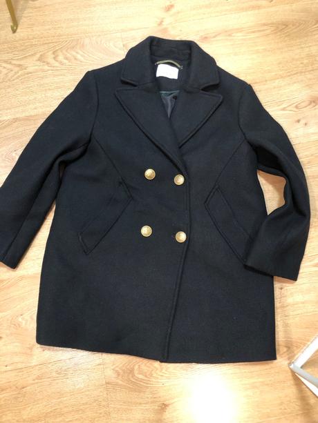 Zara kvalitný čierny kabát, zara,152