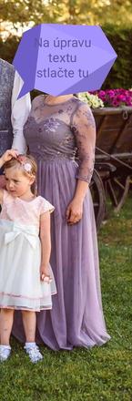 Prekrásne levandulové spoločenské šaty s čipkou, 40