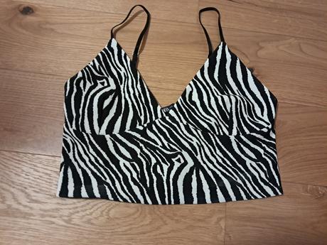 Zebrovaný crop top zara veľkosť m, zara,m