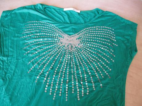 Zelené tričko s flitrami, l/xl, l