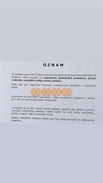 Musíme vypratať spoločné priestory a pivnice