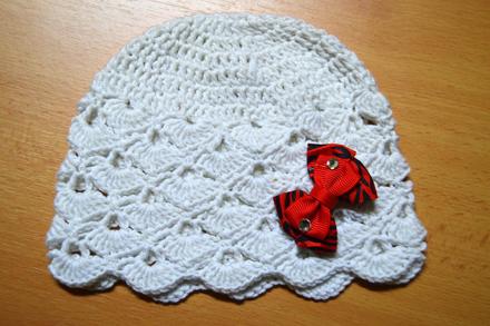 Háčkovaná čiapočka s mašličkou, 50 - 158