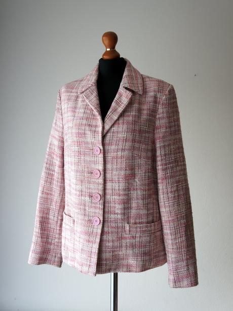 Elegantné ružové tvídové sako/blejzer zn.encadeé, xl