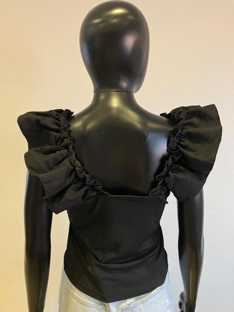 Dámsky top s volánom čierny skue (l), l