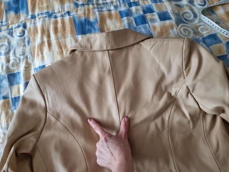 Krémový kožený kabát veľ. 40, 40