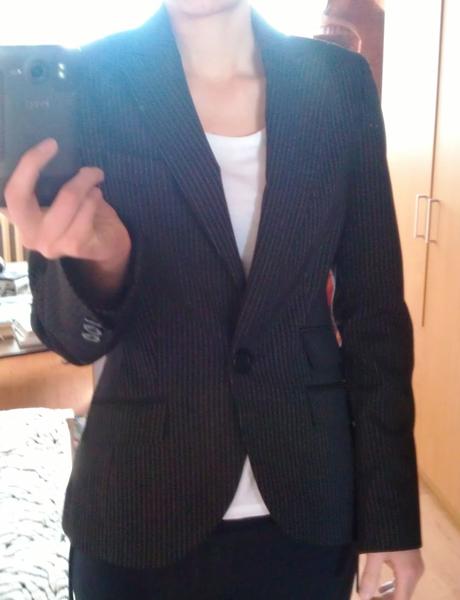 Dámsky kostým čierny s bielym pásikom, topshop,36