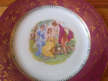 Retro porcelanové taniere  tri gracie 5ks, 