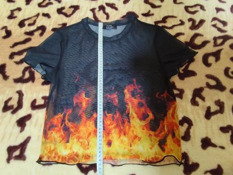 Priesvitný top s plameňmi, bershka, veľ. l stav ak, bershka,l