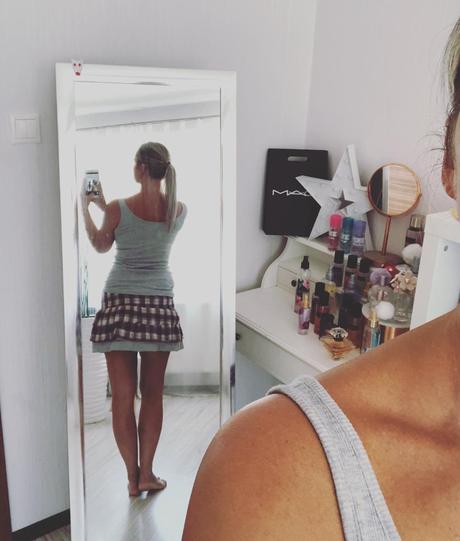 Károvaná sukňa bershka v. m/l, bershka,m