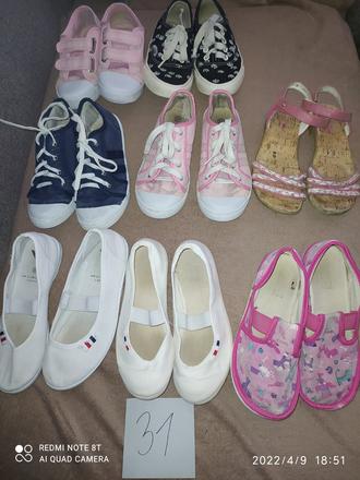 Platenky,sandálky, papučky, cvičky v.31, 31