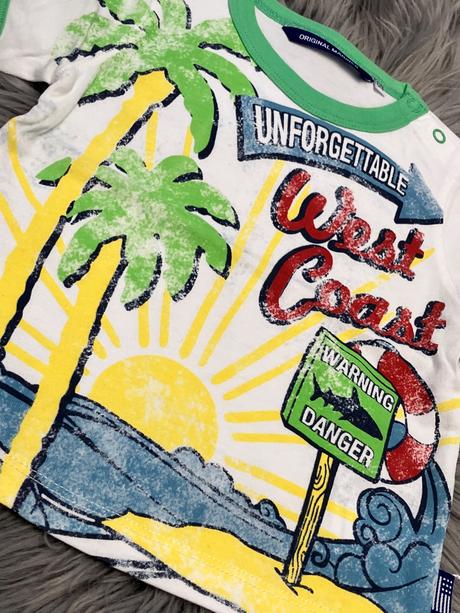 Chlapčenské vzorované tričko biele (6-9 mes.), original marines,68 / 74