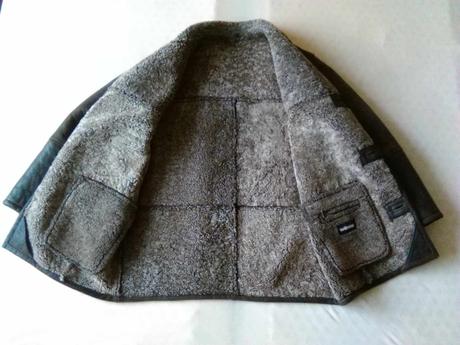 Zimný kožený kabat/ bunda s kožusinou, xl