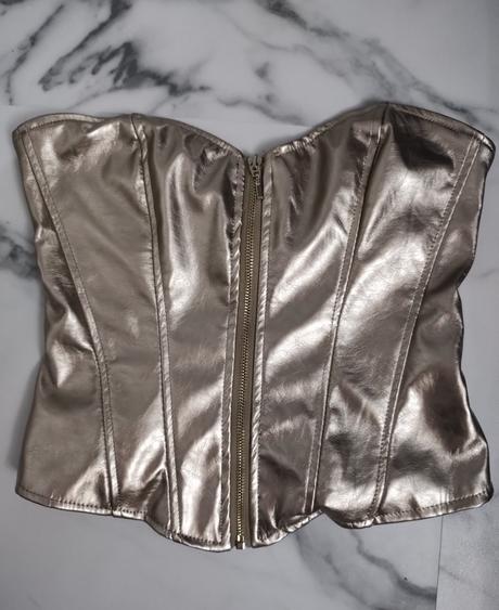 Korzetovy top zlaty na zips, s
