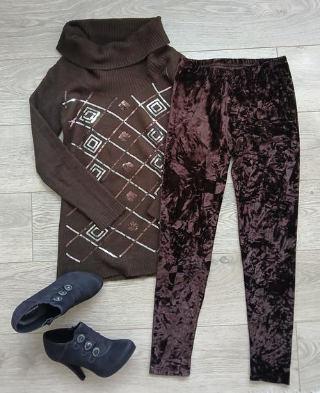 Hnedy sveter s flitrami, m