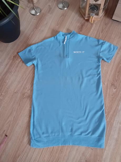 Bledomodre tričkove šaty, fishbone,s