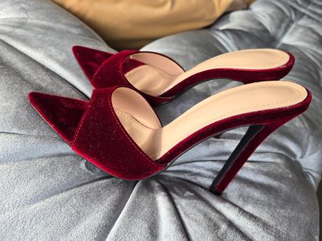 Bordové semišové šlapky, 37