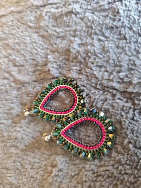 Handmade šité náušnice, 