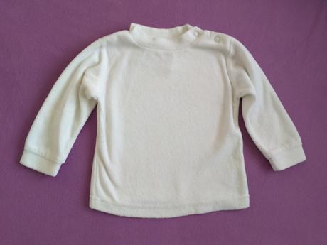 Biely velurový svetrík, mikinka, baby club,68