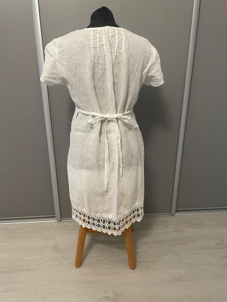 Biele ľanové šaty veľ.s-m, s