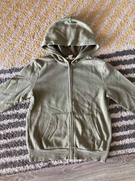Olivová mikina 134/140, h&m,134