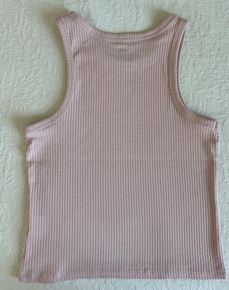 Kratke ruzove tielko 158/164 vrubkovana bavlna, h&m,158