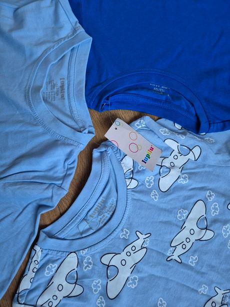 3 x bavlnené tričko, lupilu,116 / 122 / 128