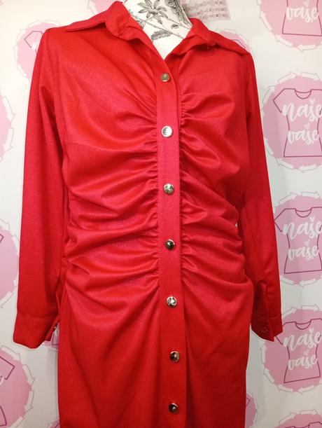 Nové červené trblietavé šaty m/l, l / m