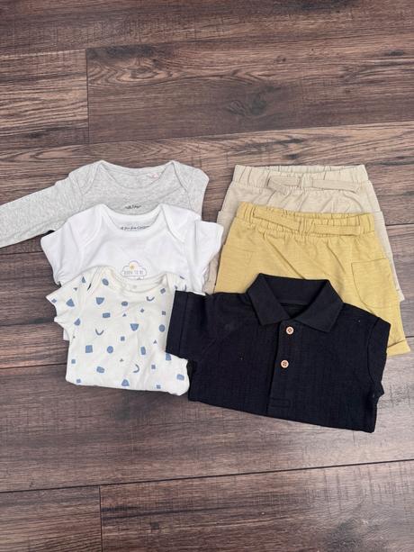 Baby balík pre novorodenca 6ks  body, kraťasy,, 50–62