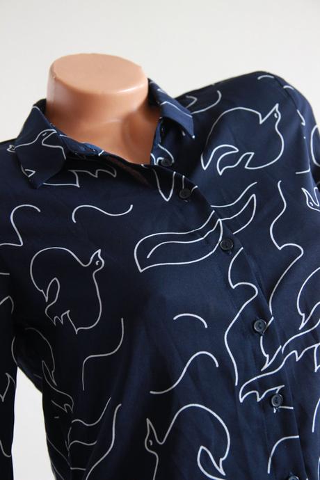 Tmavo modrá crop košeľa, monki, xs