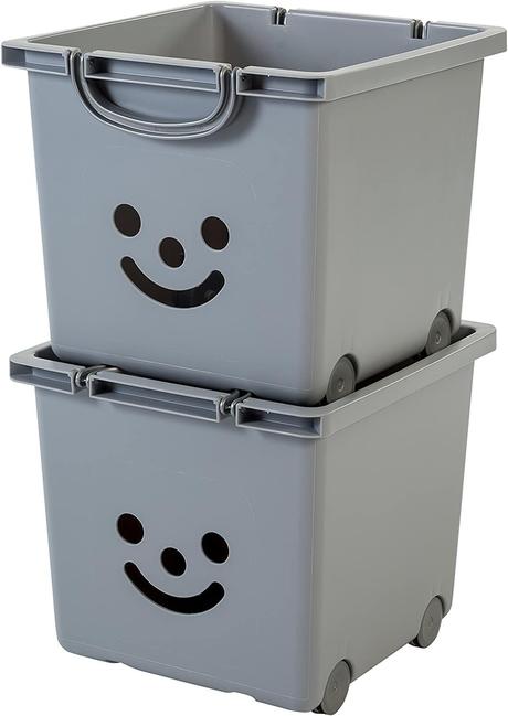 Organizér na detské hračky, 2ks, iris ohyama - siv, 