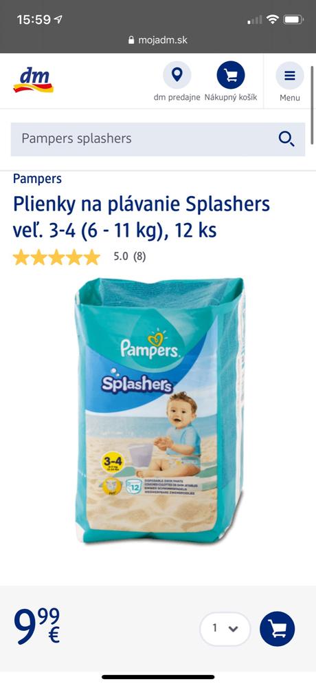 Pampers splashers 11ks z 12 6-11kg, pampers,4 kg - 9 kg