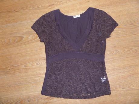 Hnedé čipkované tričko, m