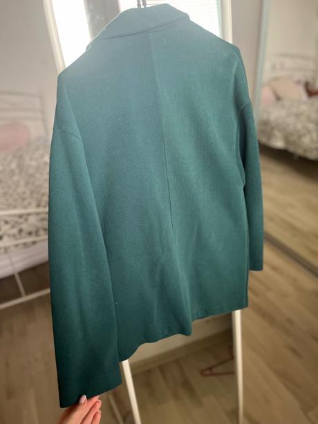 Zeleny tenky kabat sako volny strih na gombik, pull&bear,s