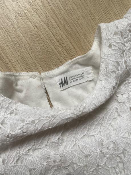 Biele cipkovane saty zn. h&m, h&m,122