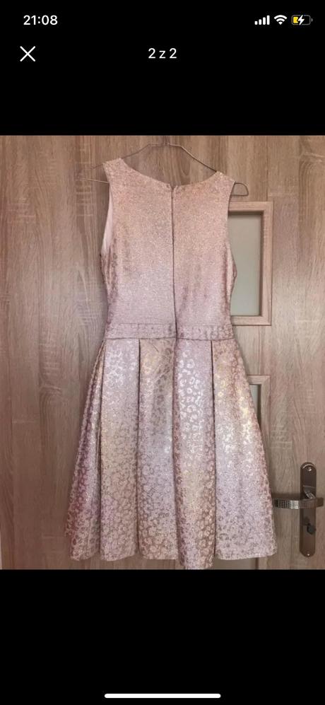 Bledoružové šaty so zlatými doplnkami, zara,36