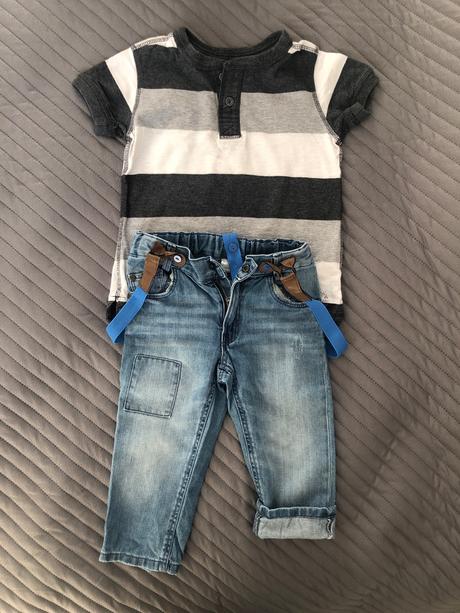 Chlapčenské rifle s tričkom h&m, h&m,86