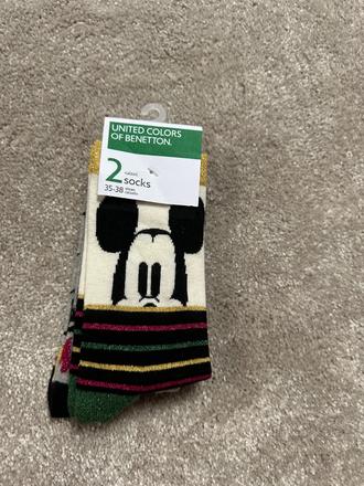 Ponožky mickey 2 páry v. 35/38, benetton,35