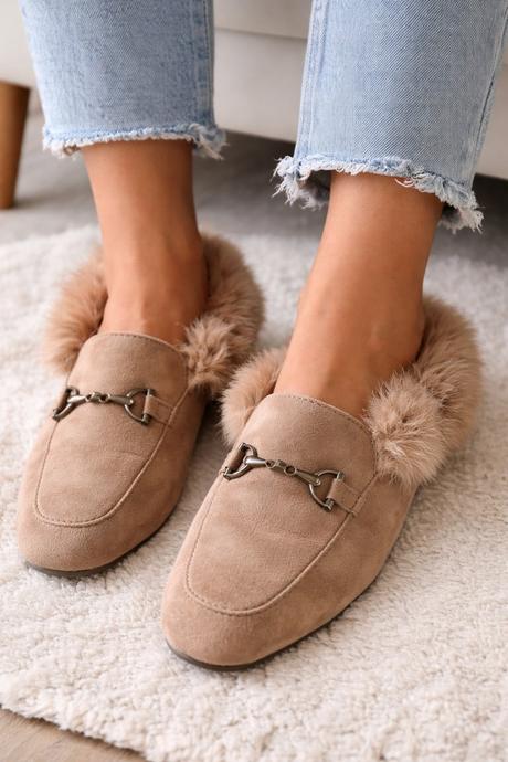 Dámske mokasíny s kožušinou, 36