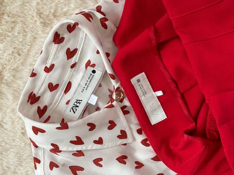 Srdiečková blúzka a červené nohavice zara, zara,s