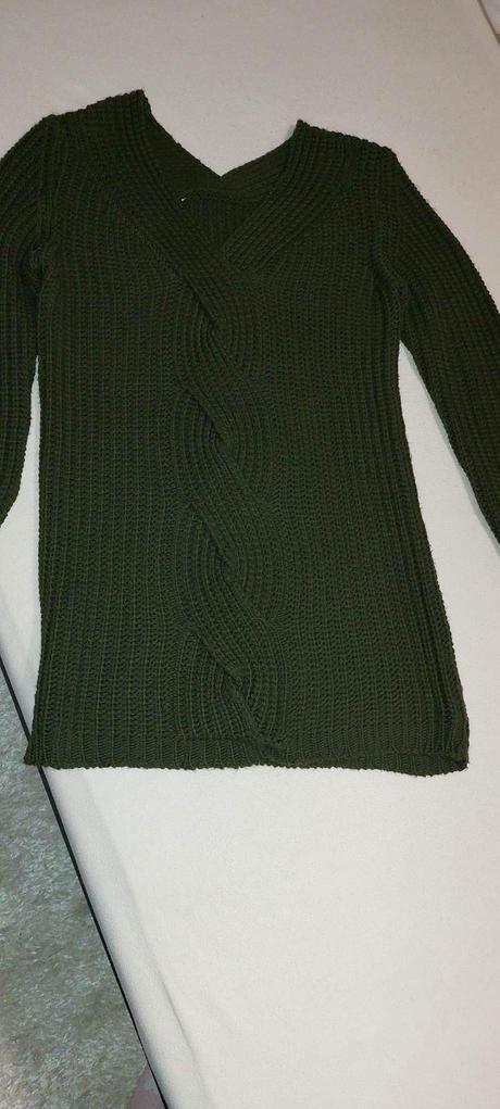 Olivovo zelený pulóver, l