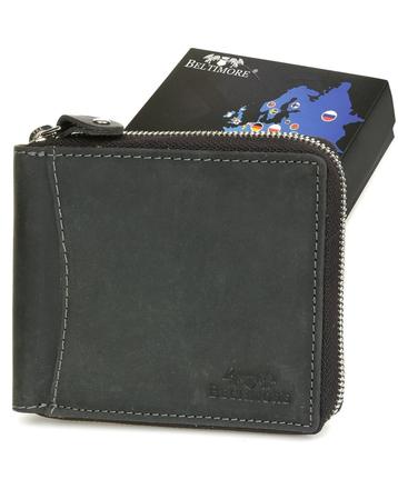 Pánska kožená peňaženka rfid nubuková čierna h01,