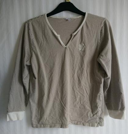 Dámsky pásikavý hnedo biely top, l/xl, l