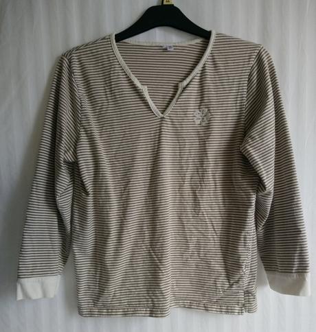 Dámsky pásikavý hnedo biely top, l/xl, l